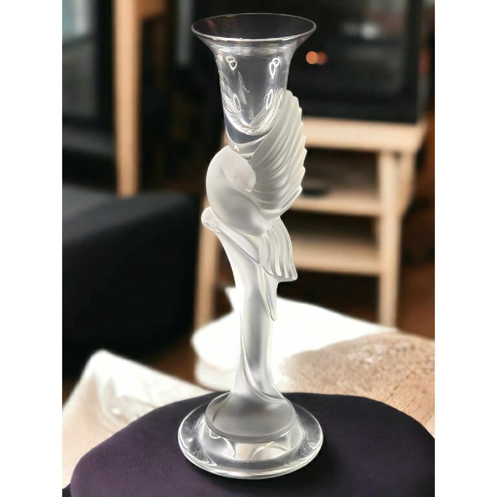 Snow Dove by FABERGE 9" Single Light Candlestick Made In France